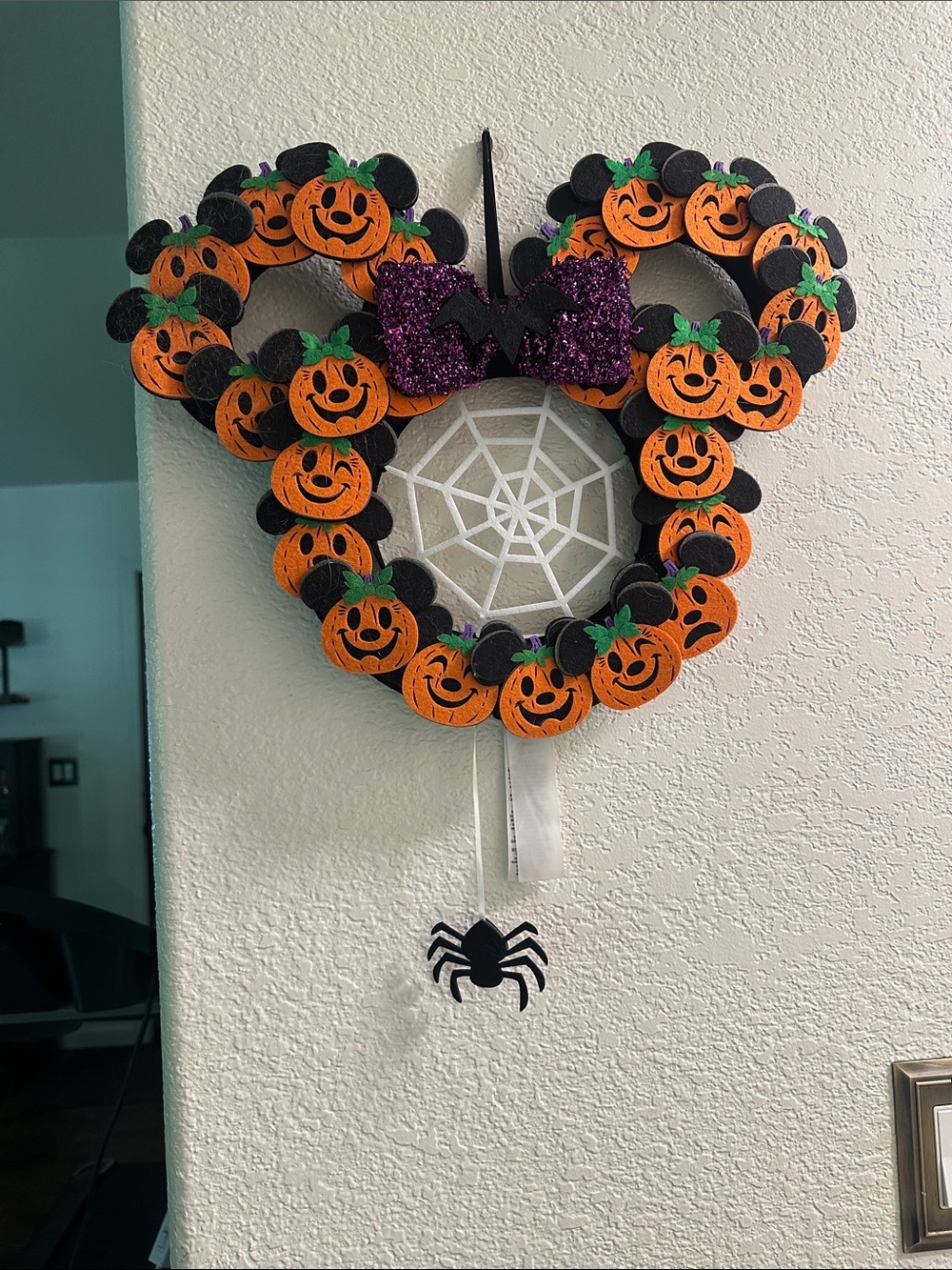 Disney Halloween Mickey Pumpkin Wreath - Orange, Black & Purple